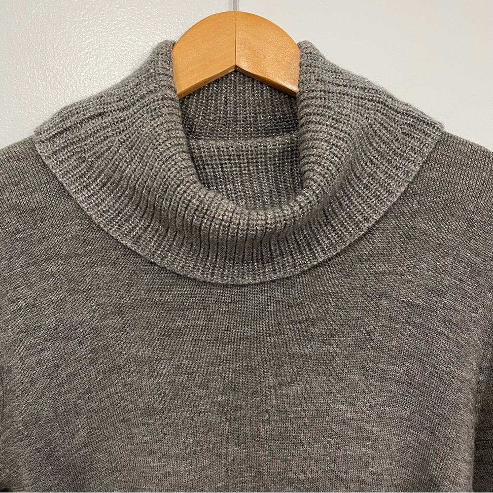 Vintage Gray Heather Wool Blend Cowl Neck Sweater Waist Tie - Picture 3 of 9